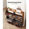 imageVEVOR Shoe Cabinet with 3 Flip Drawers Shoe Storage Cabinet for Entryway Free Standing Shoe Storage Organizer with Side Hooks for Heels Boots Slippers in Hallway Living Room473W 4 Drawers