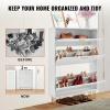 imageVEVOR Shoe Cabinet with 3 Flip Drawers Shoe Storage Cabinet for Entryway Free Standing Shoe Storage Organizer with Side Hooks for Heels Boots Slippers in Hallway Living Room315W 3 Drawers