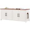 imageVEVOR Cat Litter Box Enclosure for Multi Cats 472 in Hidden Litter Box Cabinet with 4 Doors ampamp 2 Entries Indoor Cat Washroom Wooden Kitty House Furniture Side Table Fit Most Litterboxes GreenBrown  White