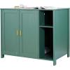 imageVEVOR Cat Litter Box Enclosure for Multi Cats 472 in Hidden Litter Box Cabinet with 4 Doors ampamp 2 Entries Indoor Cat Washroom Wooden Kitty House Furniture Side Table Fit Most Litterboxes GreenDark GreenBuiltin Power Outlet