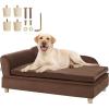 imageVEVOR Dog Bed Dog Couch for Small Dogs and Cats Soft Velvety Pet Sofa and Chair 35 lbs Load Capacity BlueBrown