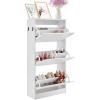 imageVEVOR Shoe Cabinet with 3 Flip Drawers Shoe Storage Cabinet for Entryway Free Standing Shoe Storage Organizer with Side Hooks for Heels Boots Slippers in Hallway Living Room236W 3 Drawers