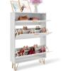 imageVEVOR Shoe Cabinet with 3 Flip Drawers Shoe Storage Cabinet for Entryway Free Standing Shoe Storage Organizer with Side Hooks for Heels Boots Slippers in Hallway Living Room315W 3 Drawers