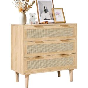 imageVEVOR 6 Drawer Rattan Dresser Boho Dresser Rattan Chest of Drawers with Spacious Storage Natural Rattan Dresser for Bedroom Living Room ampamp HallwayRattan Nightstand with Sturdy HandlesampampLegs Brown158D x 315W x 299H 3 Drawers