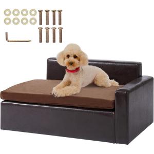 imageVEVOR Dog Bed Dog Couch for Small Dogs and Cats Soft Velvety Pet Sofa and Chair 35 lbs Load Capacity BlueBlack