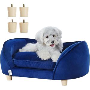 imageVEVOR Dog Bed Dog Couch for Small Dogs and Cats Soft Velvety Pet Sofa and Chair 35 lbs Load Capacity BlueBlue