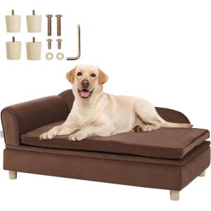 imageVEVOR Dog Bed Dog Couch for Small Dogs and Cats Soft Velvety Pet Sofa and Chair 35 lbs Load Capacity BlueBrown