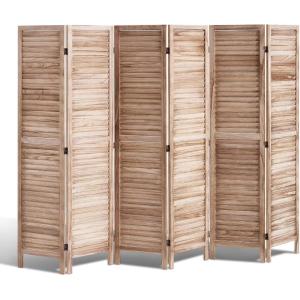 imageVEVOR Wood Room Divider 6 Panel Wood Folding Privacy Screen 669 Inches Tall Indoor Louvered Partition Divider Portable Decoration Screen for Room Separation Home Office Restaurant ampamp Bedroom