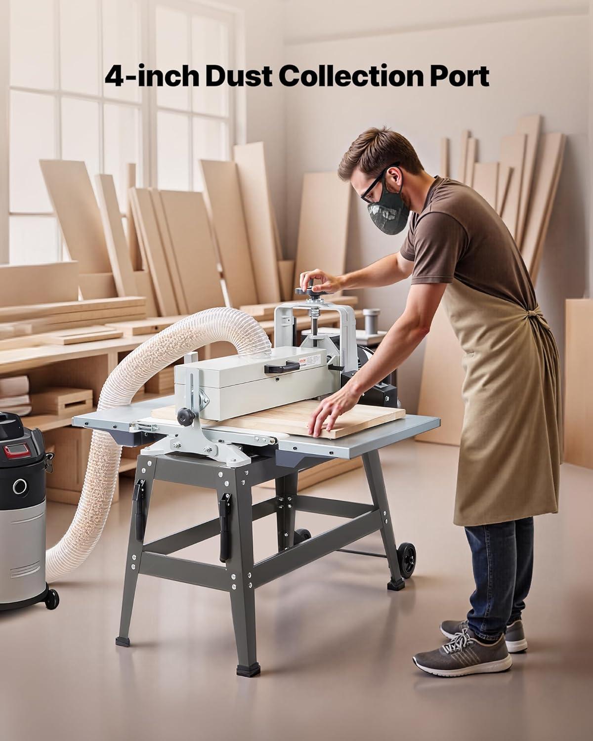 imageVEVOR 22quot Drum Sander with Stand ampamp Extension Tables 175HP 1440RPM Dual Motor Drum Sander for Woodworking  Variable Speed Conveyor Belt 4quot Dust Collection Port for Cabinet ampamp Furniture Finishing22Inch