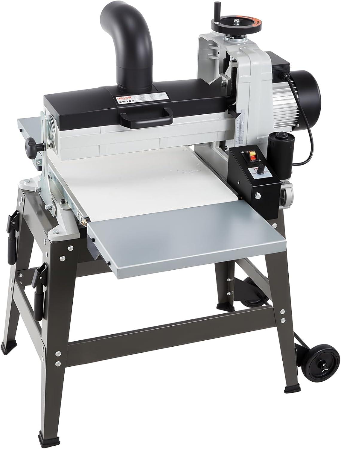 imageVEVOR 22quot Drum Sander with Stand ampamp Extension Tables 175HP 1440RPM Dual Motor Drum Sander for Woodworking  Variable Speed Conveyor Belt 4quot Dust Collection Port for Cabinet ampamp Furniture Finishing16Inch