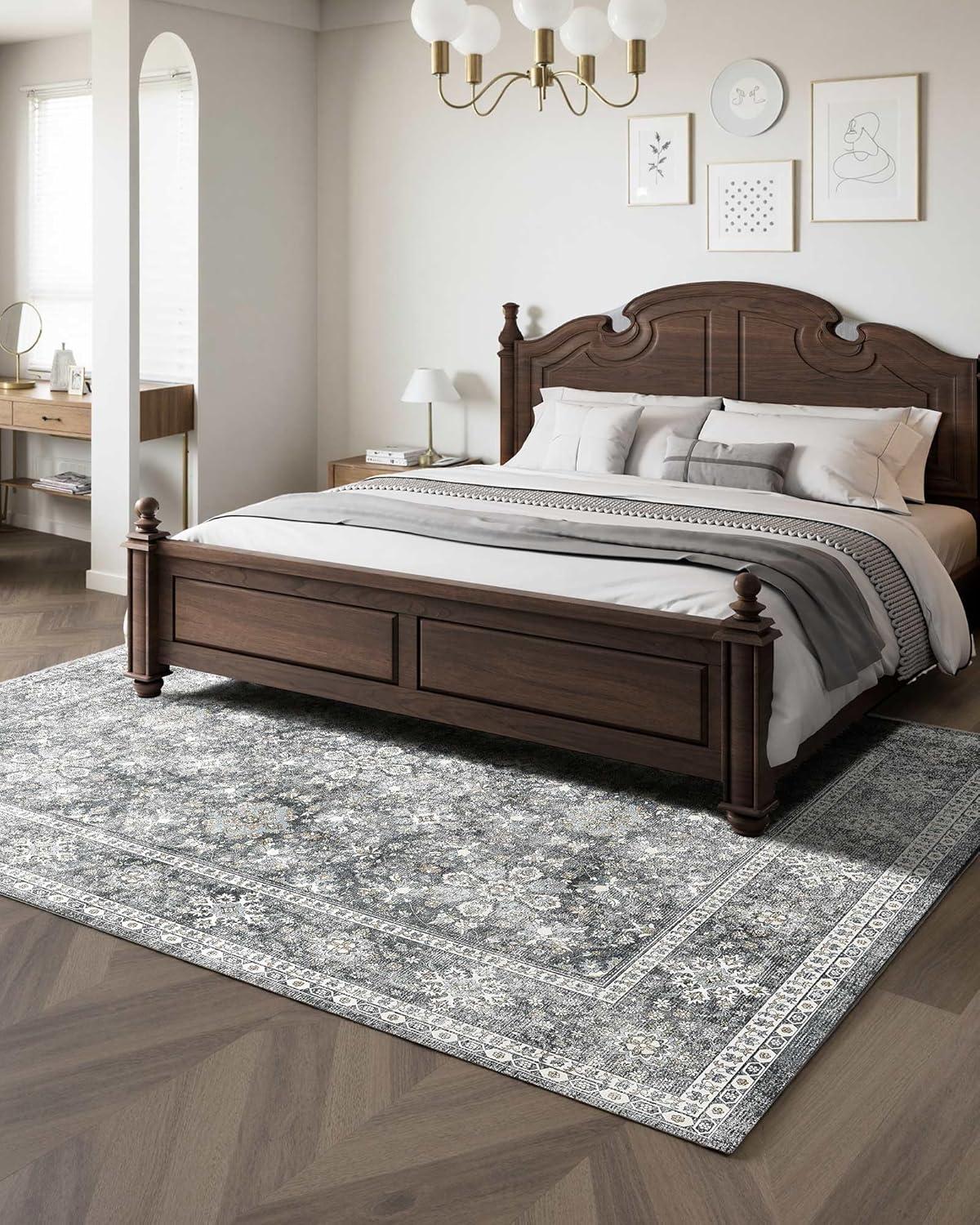 imageVEVOR 6 x 9 ft Area Rug Large Washable Boho Rug NonSlip and TearResistant Soft Carpet Pet ampamp Child Friendly Bohemian Area Rugs Indoor Mat for Bedroom Living Room Kids Room Entryway GrayGrey