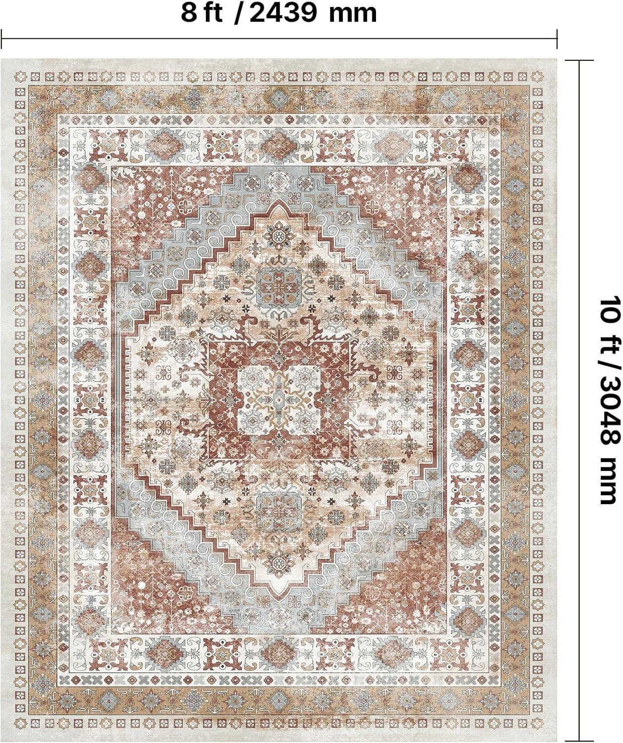 imageVEVOR 6 x 9 ft Area Rug Large Washable Boho Rug NonSlip and TearResistant Soft Carpet Pet ampamp Child Friendly Bohemian Area Rugs Indoor Mat for Bedroom Living Room Kids Room Entryway GrayBrown Red