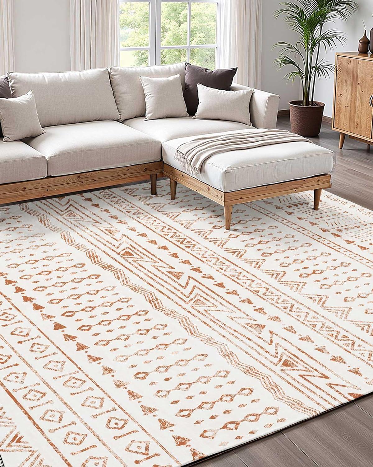 imageVEVOR 6 x 9 ft Area Rug Large Washable Boho Rug NonSlip and TearResistant Soft Carpet Pet ampamp Child Friendly Bohemian Area Rugs Indoor Mat for Bedroom Living Room Kids Room Entryway GrayBeige