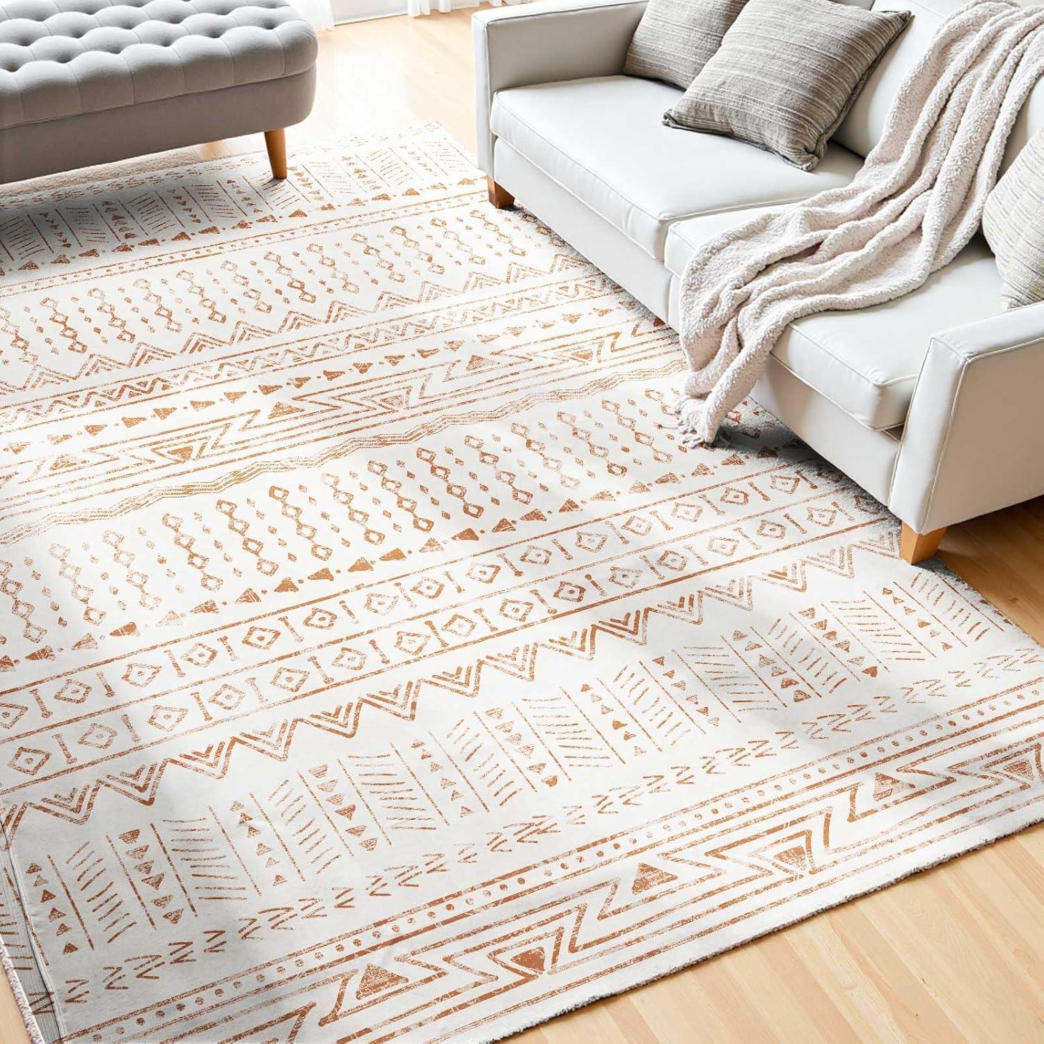 imageVEVOR 6 x 9 ft Area Rug Large Washable Boho Rug NonSlip and TearResistant Soft Carpet Pet ampamp Child Friendly Bohemian Area Rugs Indoor Mat for Bedroom Living Room Kids Room Entryway GrayBeige