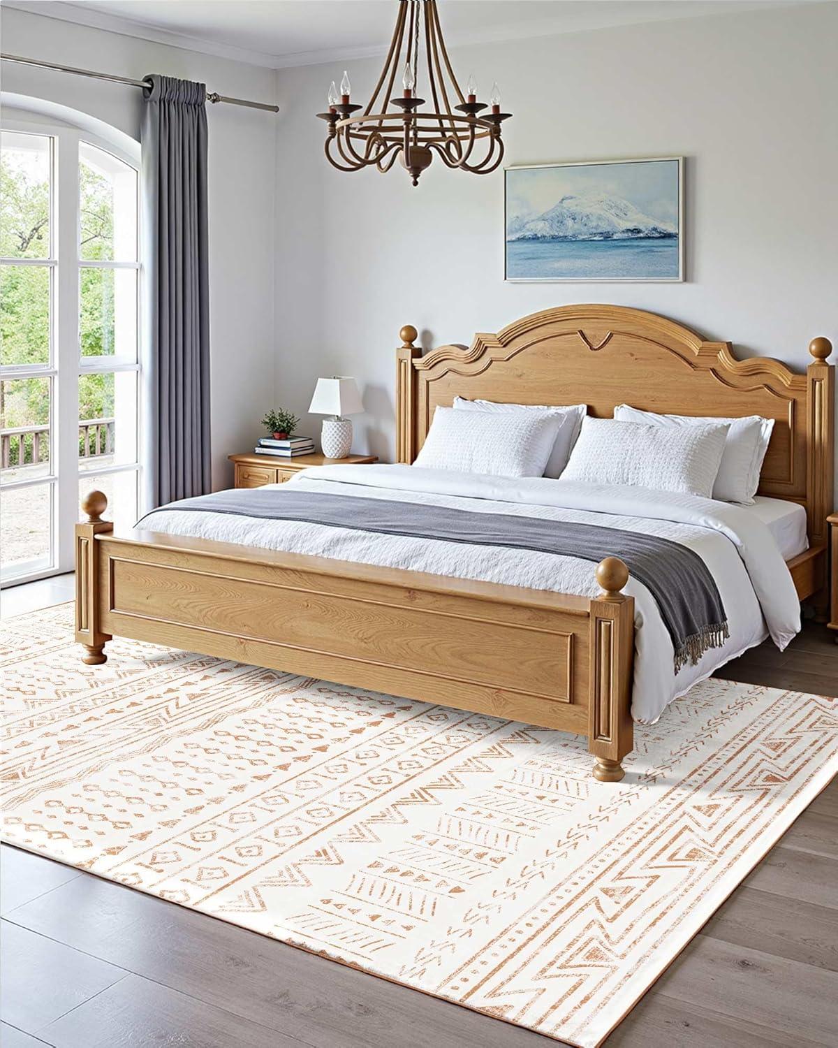 imageVEVOR 6 x 9 ft Area Rug Large Washable Boho Rug NonSlip and TearResistant Soft Carpet Pet ampamp Child Friendly Bohemian Area Rugs Indoor Mat for Bedroom Living Room Kids Room Entryway GrayBeige