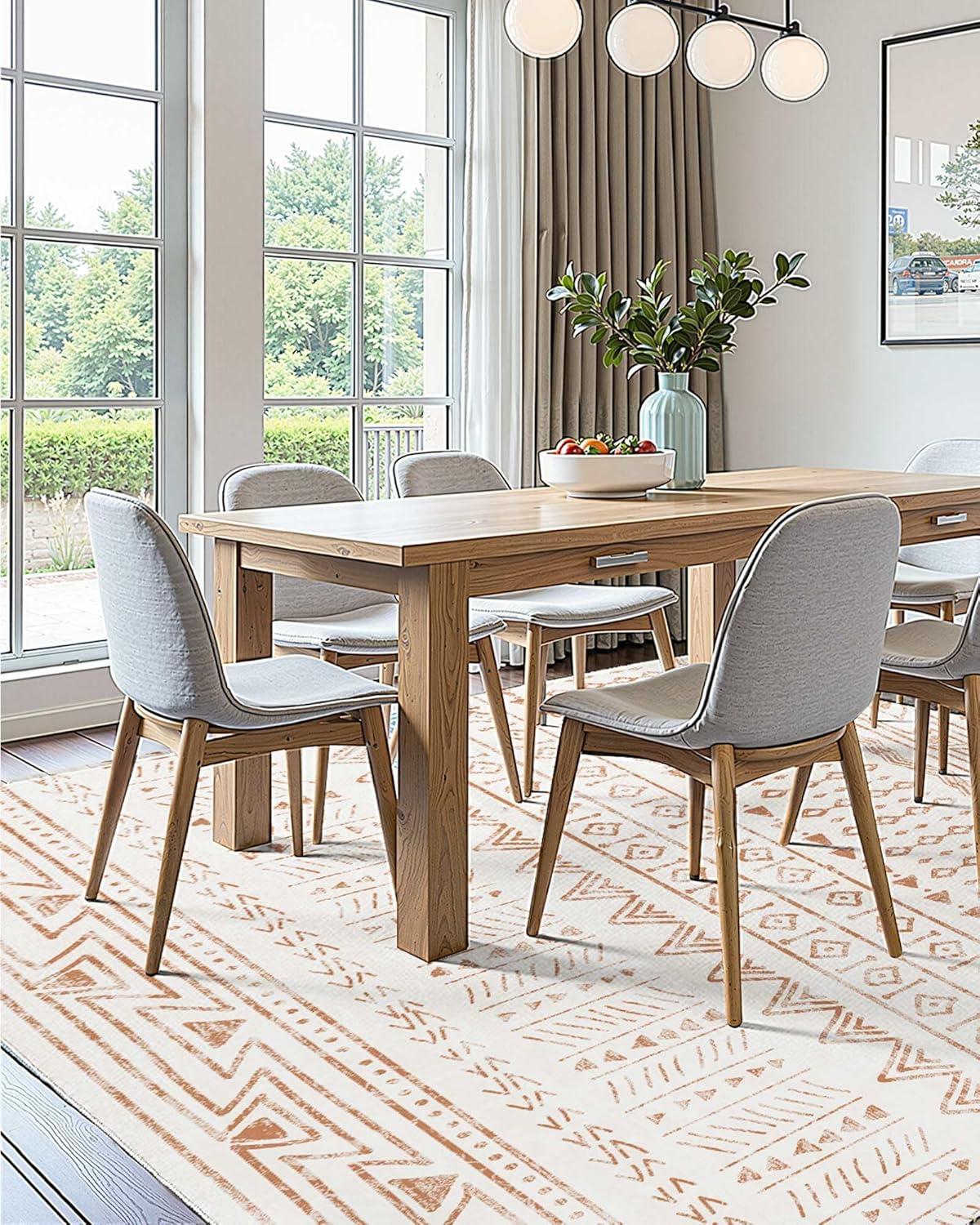 imageVEVOR 6 x 9 ft Area Rug Large Washable Boho Rug NonSlip and TearResistant Soft Carpet Pet ampamp Child Friendly Bohemian Area Rugs Indoor Mat for Bedroom Living Room Kids Room Entryway GrayBeige