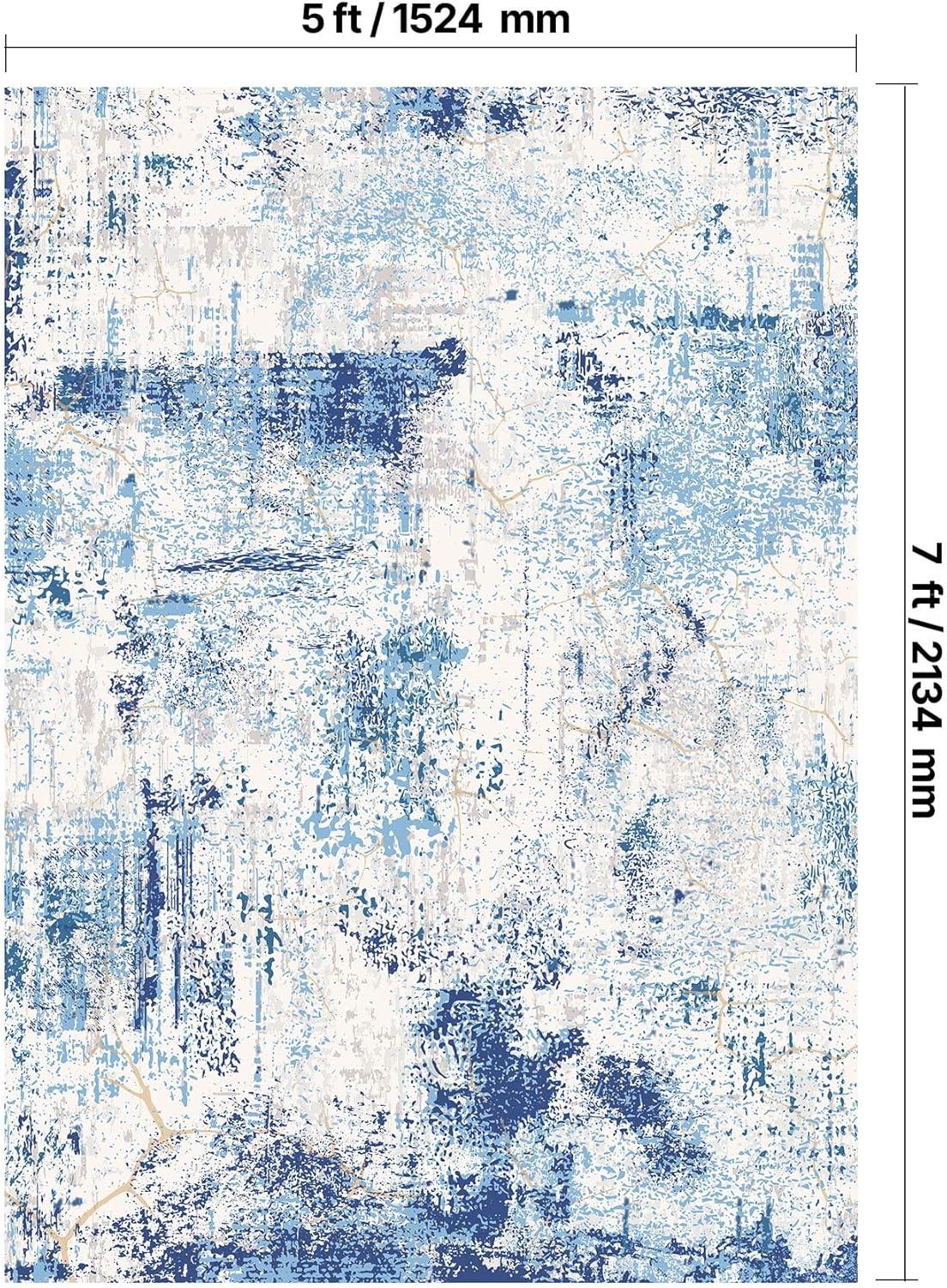 imageVEVOR 6 x 9 ft Area Rug Large Washable Boho Rug NonSlip and TearResistant Soft Carpet Pet ampamp Child Friendly Bohemian Area Rugs Indoor Mat for Bedroom Living Room Kids Room Entryway GrayBlue
