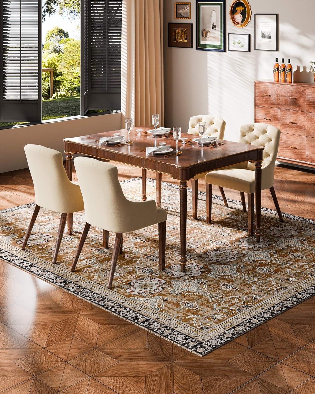 imageVEVOR 6 x 9 ft Area Rug Large Washable Boho Rug NonSlip and TearResistant Soft Carpet Pet ampamp Child Friendly Bohemian Area Rugs Indoor Mat for Bedroom Living Room Kids Room Entryway GrayBrown Green