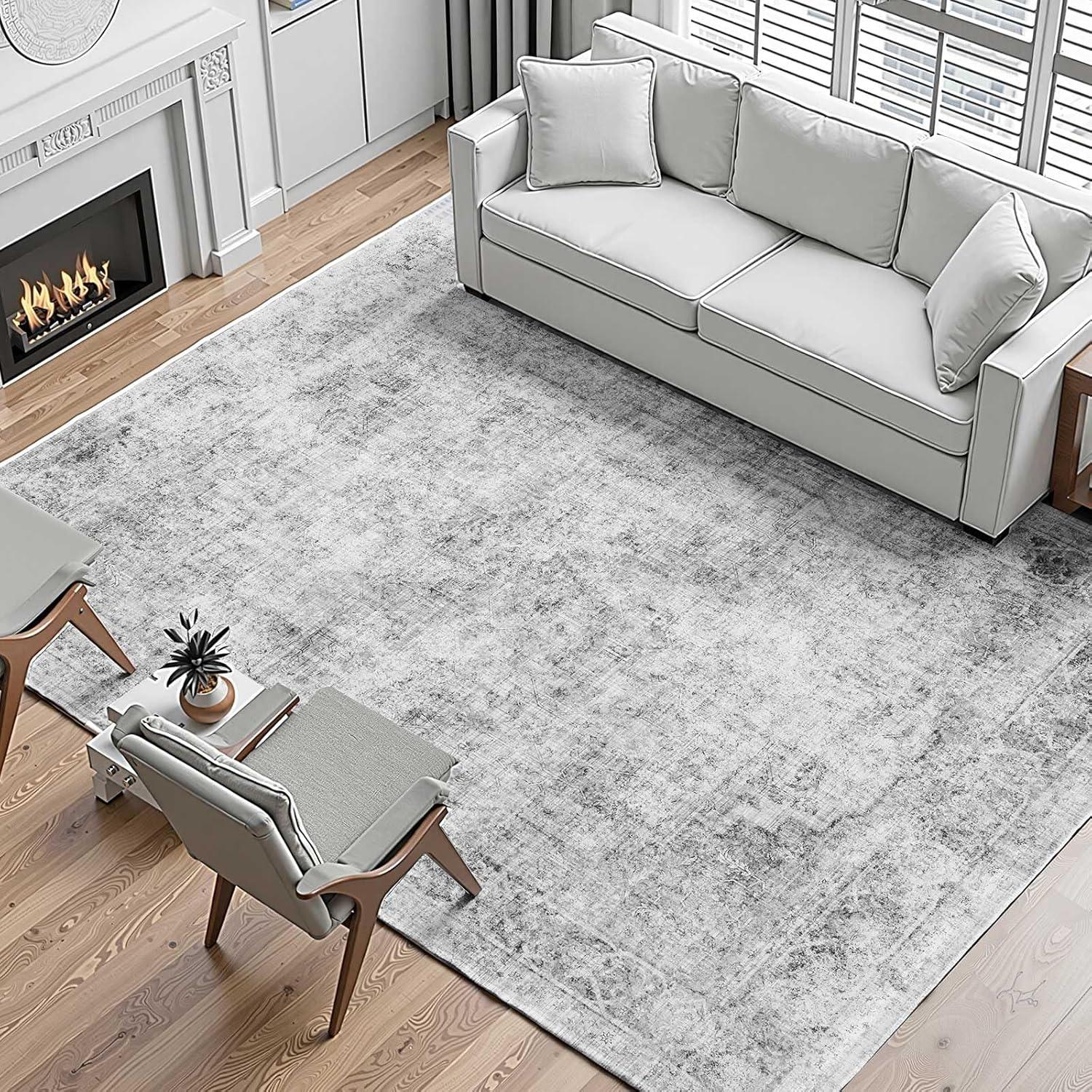 imageVEVOR 6 x 9 ft Area Rug Large Washable Boho Rug NonSlip and TearResistant Soft Carpet Pet ampamp Child Friendly Bohemian Area Rugs Indoor Mat for Bedroom Living Room Kids Room Entryway GrayGrey