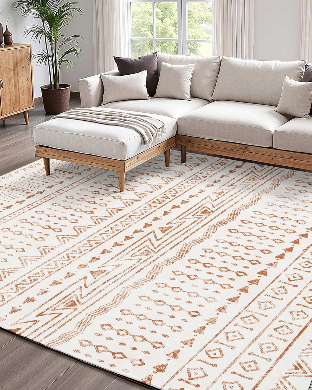 imageVEVOR 6 x 9 ft Area Rug Large Washable Boho Rug NonSlip and TearResistant Soft Carpet Pet ampamp Child Friendly Bohemian Area Rugs Indoor Mat for Bedroom Living Room Kids Room Entryway GrayBeige