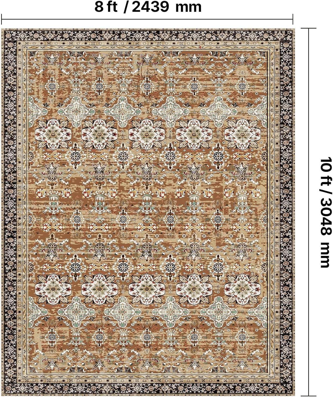 imageVEVOR 6 x 9 ft Area Rug Large Washable Boho Rug NonSlip and TearResistant Soft Carpet Pet ampamp Child Friendly Bohemian Area Rugs Indoor Mat for Bedroom Living Room Kids Room Entryway GrayBrown Green