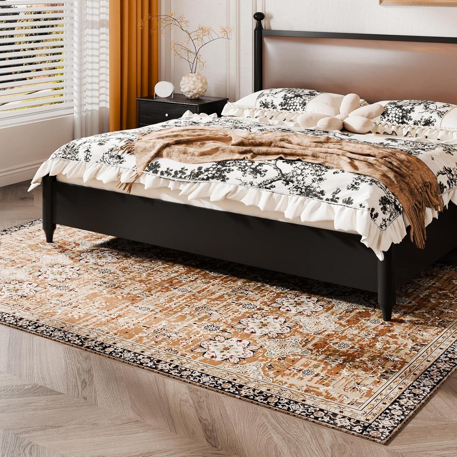 imageVEVOR 6 x 9 ft Area Rug Large Washable Boho Rug NonSlip and TearResistant Soft Carpet Pet ampamp Child Friendly Bohemian Area Rugs Indoor Mat for Bedroom Living Room Kids Room Entryway GrayBrown Green