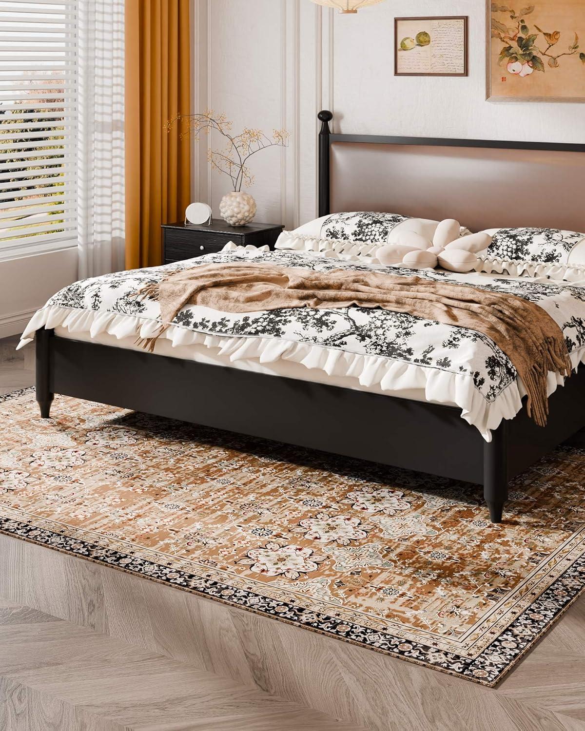 imageVEVOR 6 x 9 ft Area Rug Large Washable Boho Rug NonSlip and TearResistant Soft Carpet Pet ampamp Child Friendly Bohemian Area Rugs Indoor Mat for Bedroom Living Room Kids Room Entryway GrayBrown Green