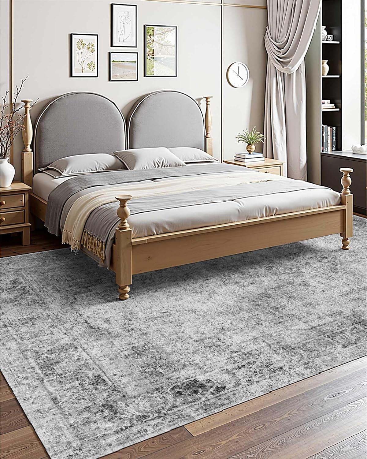 imageVEVOR 6 x 9 ft Area Rug Large Washable Boho Rug NonSlip and TearResistant Soft Carpet Pet ampamp Child Friendly Bohemian Area Rugs Indoor Mat for Bedroom Living Room Kids Room Entryway GrayGrey