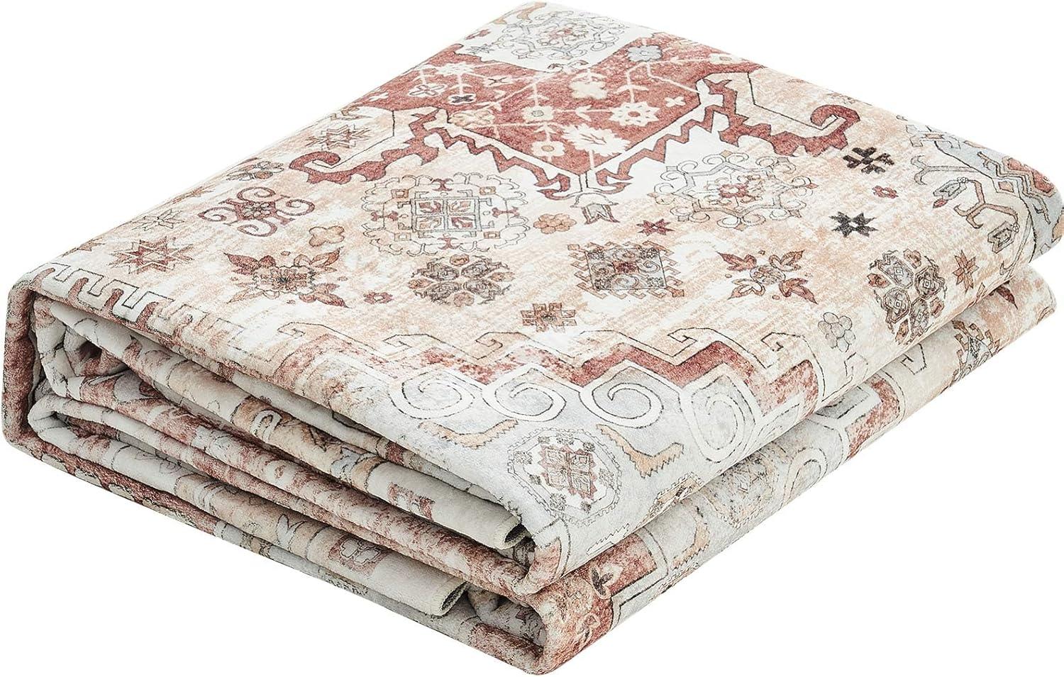 imageVEVOR 6 x 9 ft Area Rug Large Washable Boho Rug NonSlip and TearResistant Soft Carpet Pet ampamp Child Friendly Bohemian Area Rugs Indoor Mat for Bedroom Living Room Kids Room Entryway GrayBrown Red
