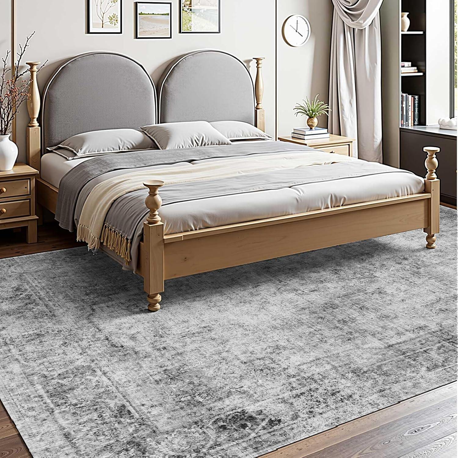 imageVEVOR 6 x 9 ft Area Rug Large Washable Boho Rug NonSlip and TearResistant Soft Carpet Pet ampamp Child Friendly Bohemian Area Rugs Indoor Mat for Bedroom Living Room Kids Room Entryway GrayGrey