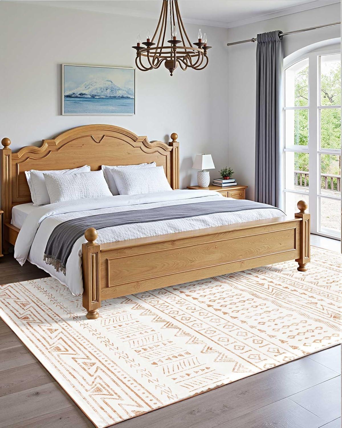 imageVEVOR 6 x 9 ft Area Rug Large Washable Boho Rug NonSlip and TearResistant Soft Carpet Pet ampamp Child Friendly Bohemian Area Rugs Indoor Mat for Bedroom Living Room Kids Room Entryway GrayBeige
