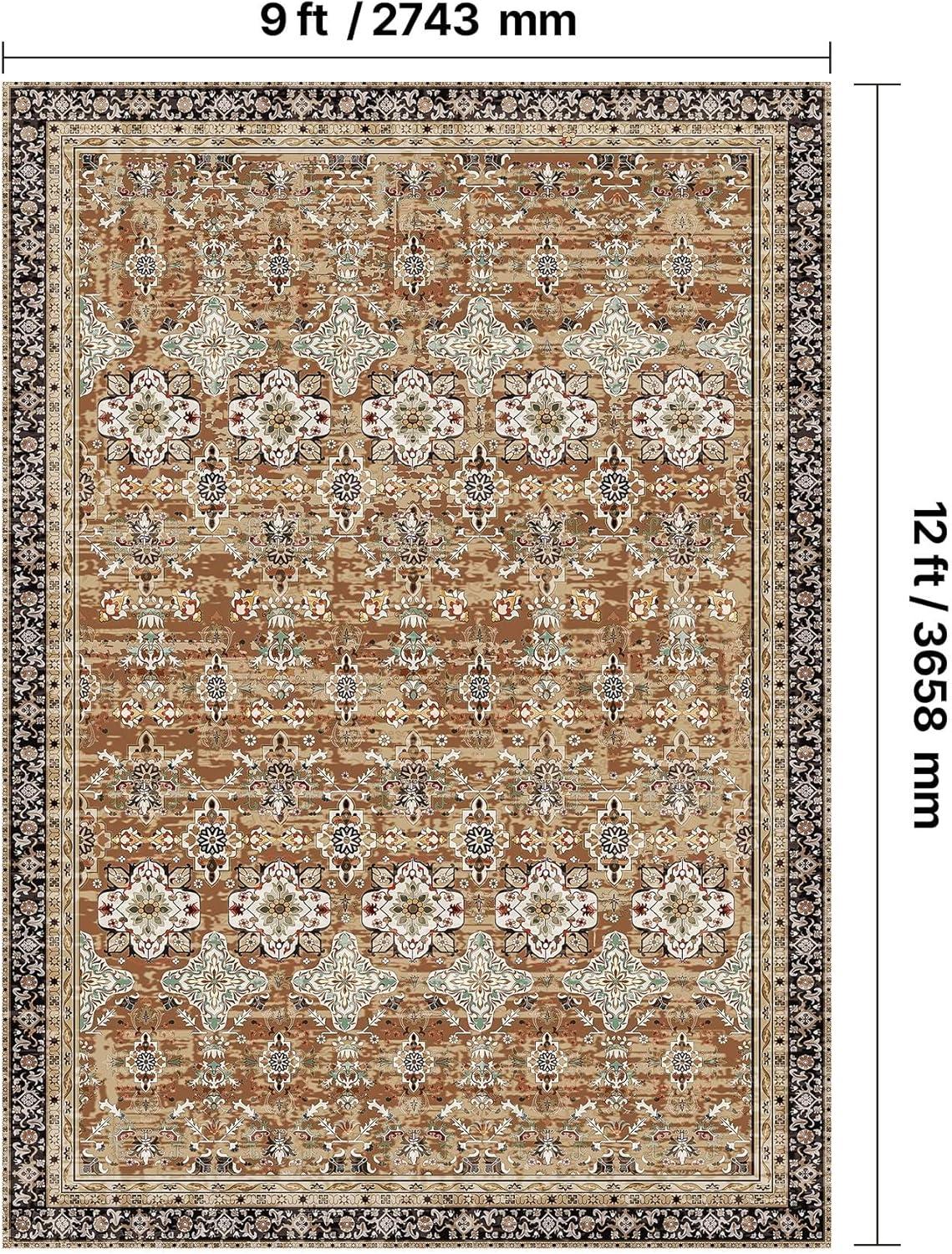 imageVEVOR 6 x 9 ft Area Rug Large Washable Boho Rug NonSlip and TearResistant Soft Carpet Pet ampamp Child Friendly Bohemian Area Rugs Indoor Mat for Bedroom Living Room Kids Room Entryway GrayBrown Green