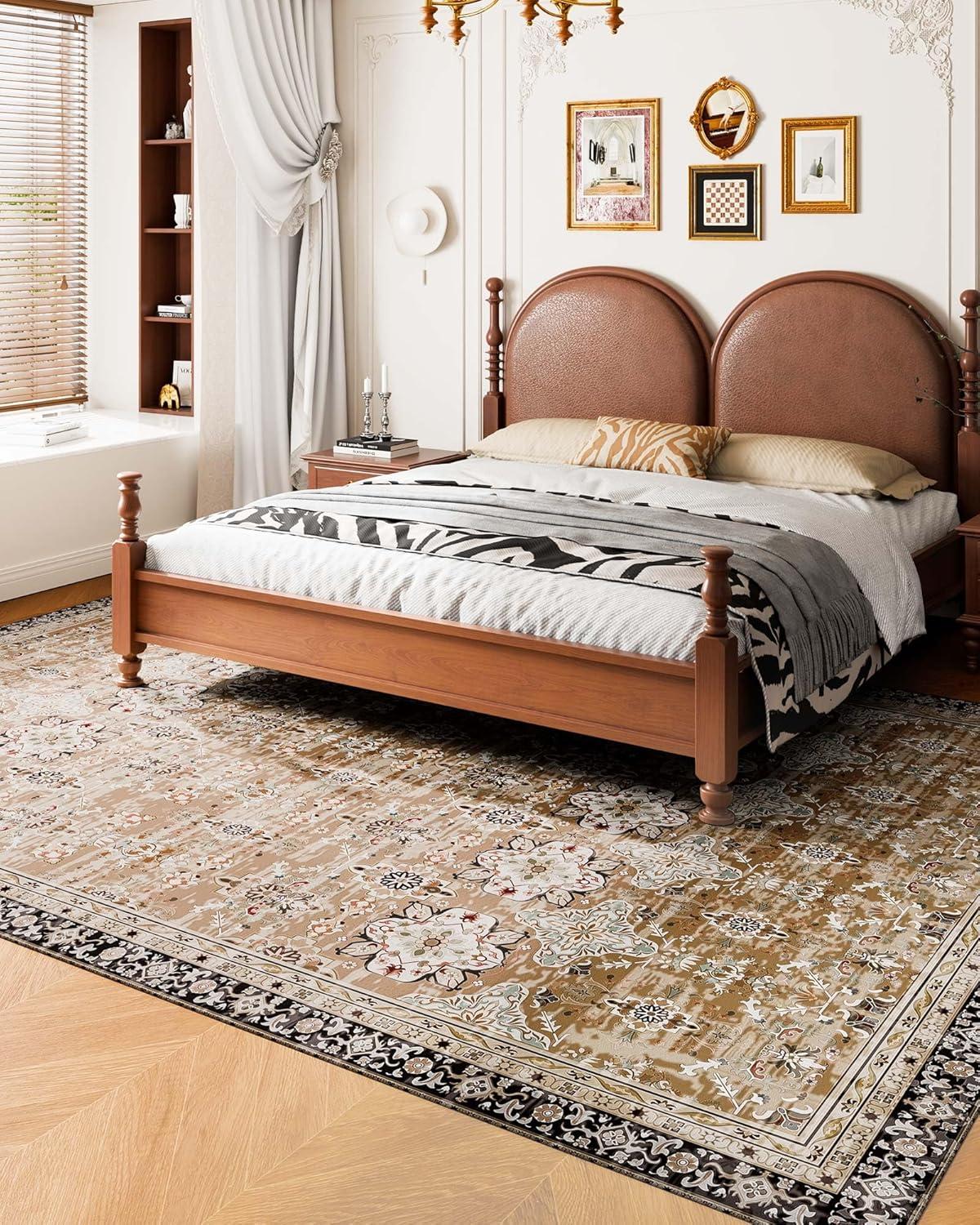 imageVEVOR 6 x 9 ft Area Rug Large Washable Boho Rug NonSlip and TearResistant Soft Carpet Pet ampamp Child Friendly Bohemian Area Rugs Indoor Mat for Bedroom Living Room Kids Room Entryway GrayBrown Green