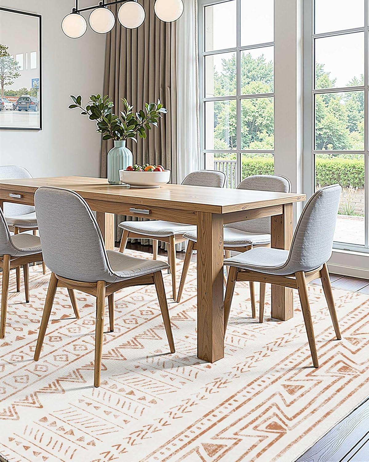 imageVEVOR 6 x 9 ft Area Rug Large Washable Boho Rug NonSlip and TearResistant Soft Carpet Pet ampamp Child Friendly Bohemian Area Rugs Indoor Mat for Bedroom Living Room Kids Room Entryway GrayBeige
