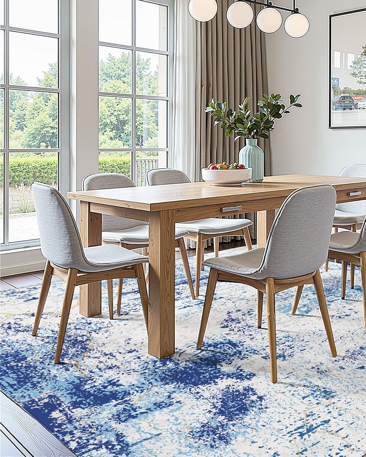 imageVEVOR 6 x 9 ft Area Rug Large Washable Boho Rug NonSlip and TearResistant Soft Carpet Pet ampamp Child Friendly Bohemian Area Rugs Indoor Mat for Bedroom Living Room Kids Room Entryway GrayBlue