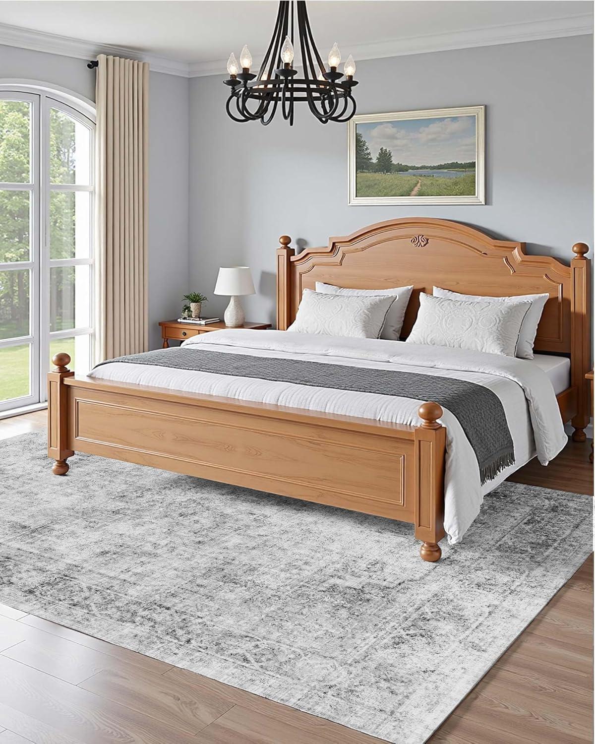 imageVEVOR 6 x 9 ft Area Rug Large Washable Boho Rug NonSlip and TearResistant Soft Carpet Pet ampamp Child Friendly Bohemian Area Rugs Indoor Mat for Bedroom Living Room Kids Room Entryway GrayGrey