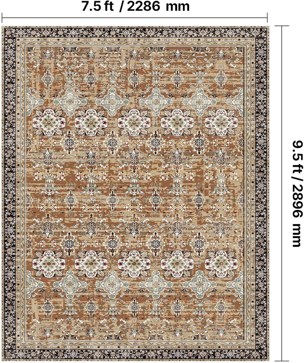imageVEVOR 6 x 9 ft Area Rug Large Washable Boho Rug NonSlip and TearResistant Soft Carpet Pet ampamp Child Friendly Bohemian Area Rugs Indoor Mat for Bedroom Living Room Kids Room Entryway GrayBrown Green