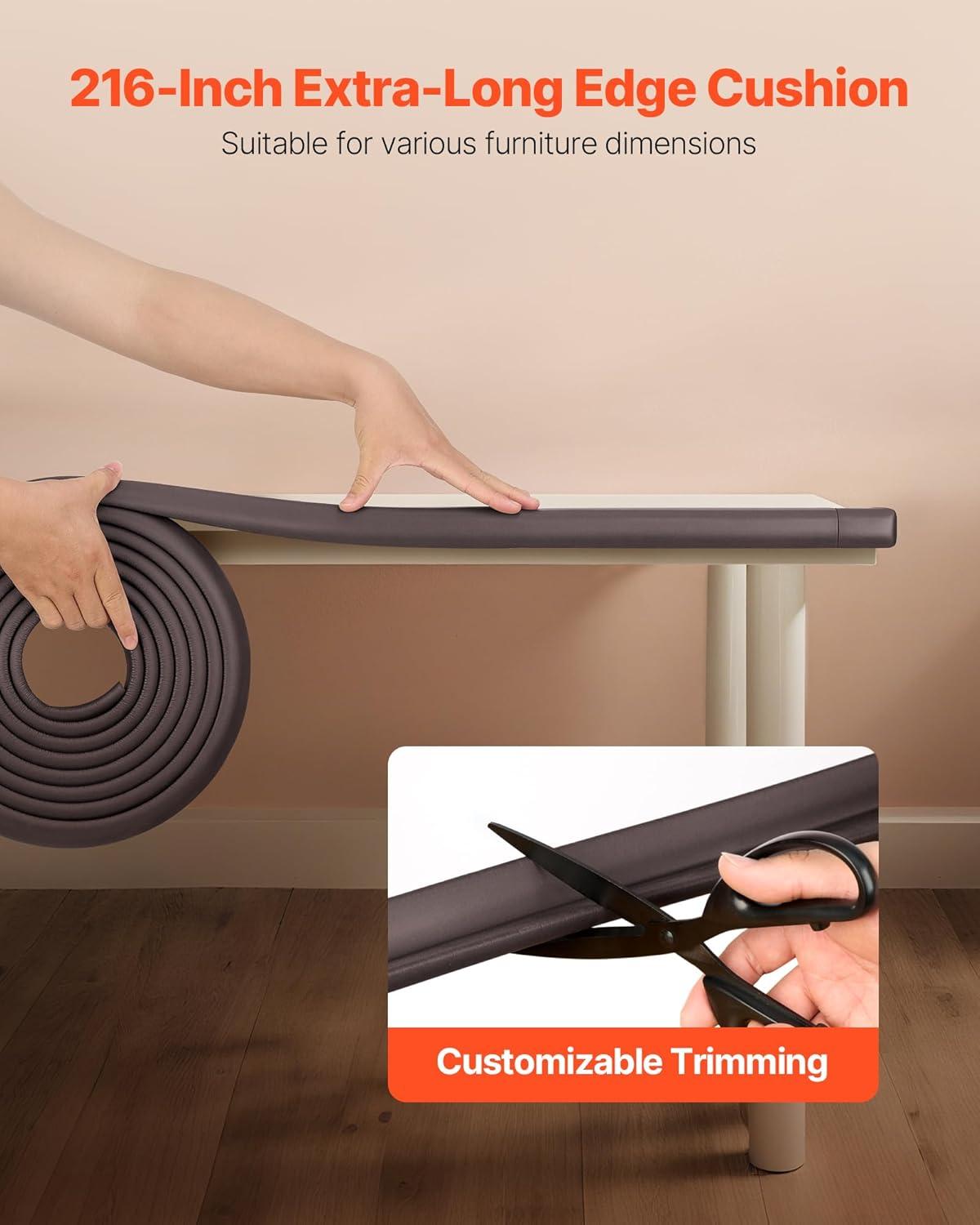 imageVEVOR Baby Proofing Edge Corner Protector 18 ft Edge Cushion 8 Corner Pads Soft NBR Foam 3M Adhesive Child Proof Table Safety Bumper Guards Easy Installation for Furniture Fireplace Protection