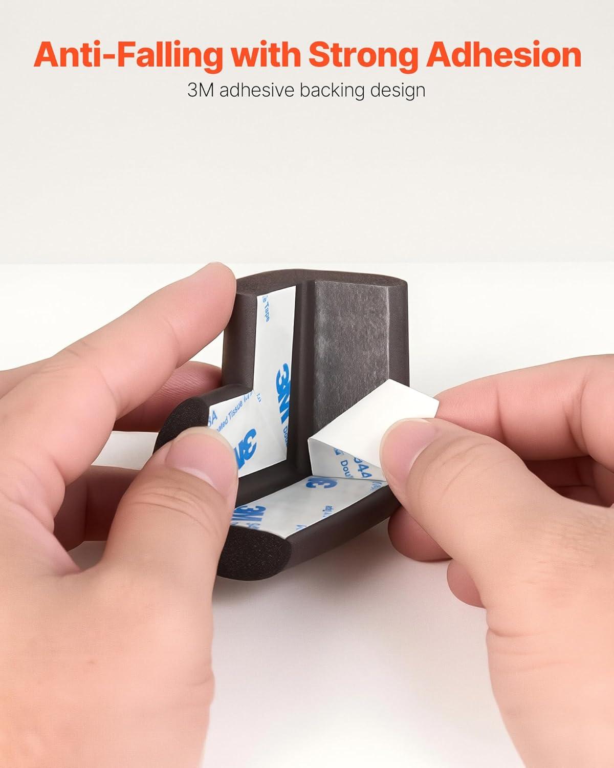 imageVEVOR Baby Proofing Edge Corner Protector 18 ft Edge Cushion 8 Corner Pads Soft NBR Foam 3M Adhesive Child Proof Table Safety Bumper Guards Easy Installation for Furniture Fireplace Protection