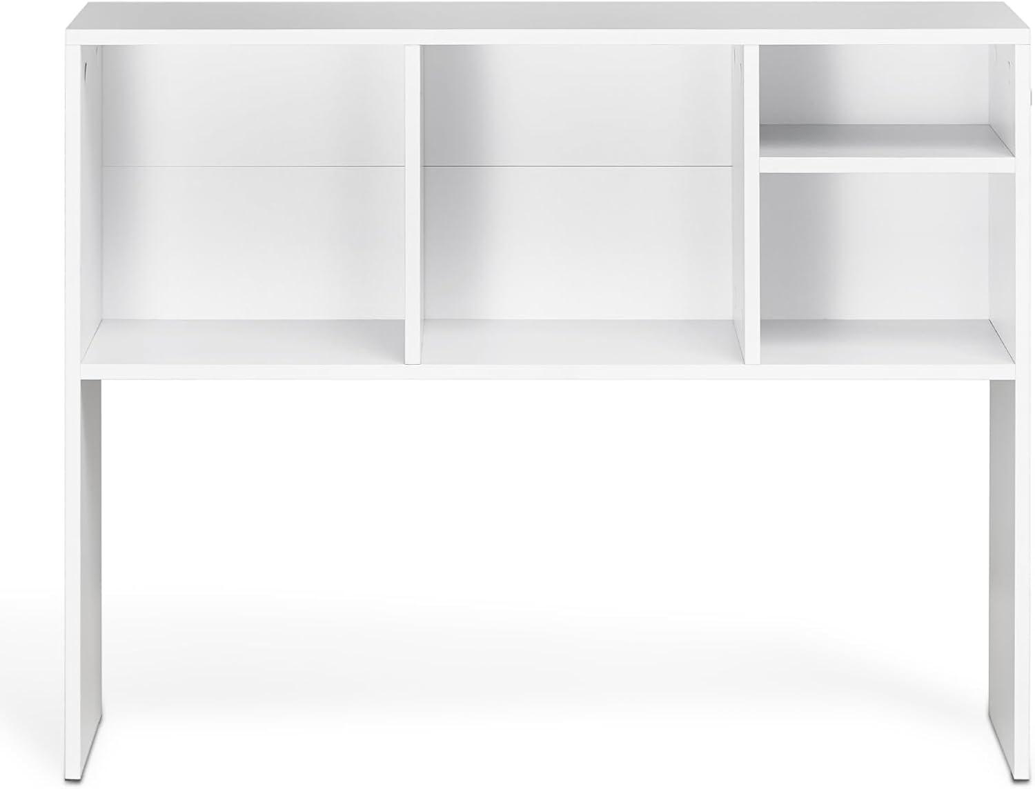 imageVEVOR Desktop Bookshelf Storage Organizer with 5 Shelves for Computer Desk Wooden Shelf Desk Hutch with AntiSlip Feet Pads Desk Top Display Rack for Office Home ampamp Dorm WhiteWhite