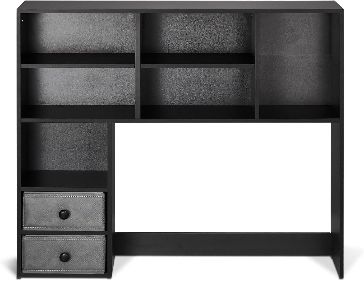 imageVEVOR Desktop Bookshelf Storage Organizer with 5 Shelves for Computer Desk Wooden Shelf Desk Hutch with AntiSlip Feet Pads Desk Top Display Rack for Office Home ampamp Dorm WhiteBlack