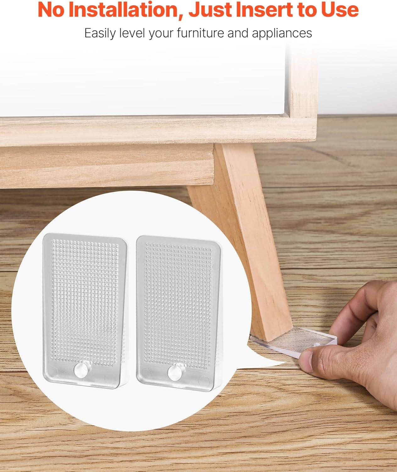 imageVEVOR Furniture Leveling Shims 30 PCS 197 x 116 x 022 inch NonSkid Clear Plastic Pads EasytoCut Furniture Leveler Ideal Shim Leveler for Couch Refrigerator Table Legs to Avoid Wobbling