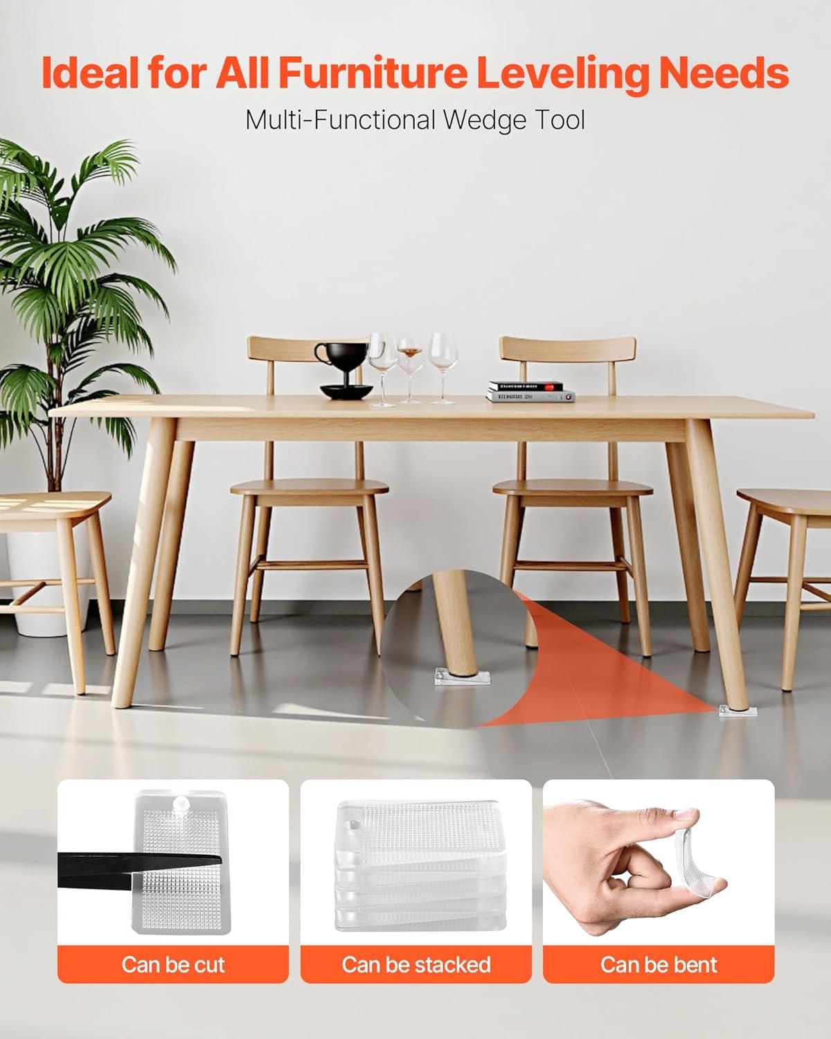 imageVEVOR Furniture Leveling Shims 30 PCS 197 x 116 x 022 inch NonSkid Clear Plastic Pads EasytoCut Furniture Leveler Ideal Shim Leveler for Couch Refrigerator Table Legs to Avoid Wobbling