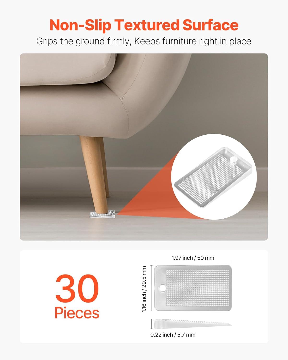 imageVEVOR Furniture Leveling Shims 30 PCS 197 x 116 x 022 inch NonSkid Clear Plastic Pads EasytoCut Furniture Leveler Ideal Shim Leveler for Couch Refrigerator Table Legs to Avoid Wobbling