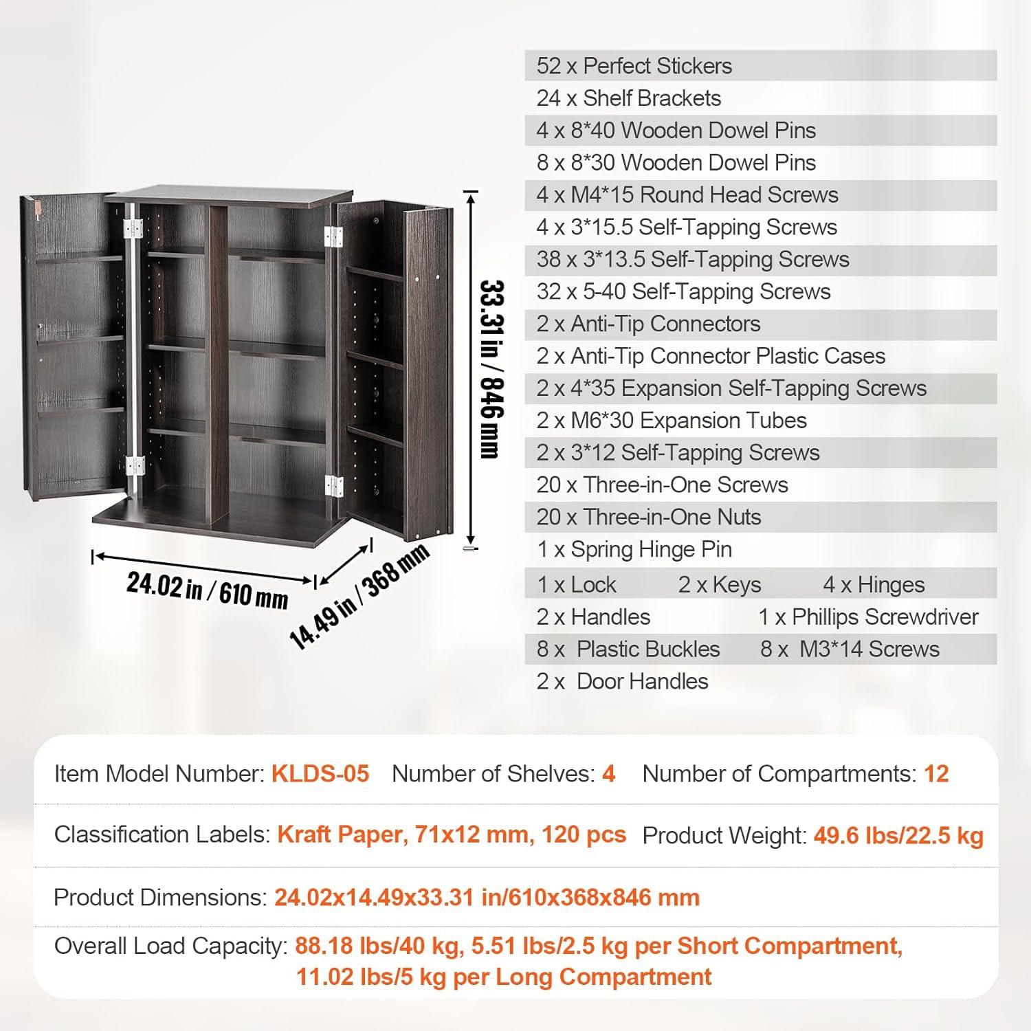 imageVEVOR Media Storage Cabinet DVD Cabinet with Doors and Shelves CD Storage Adjustable DVD Shelf Protects ampamp Organizes Music Movie Video Games or CollectionsEspresso