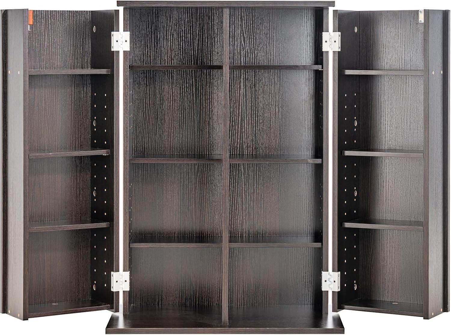 imageVEVOR Media Storage Cabinet DVD Cabinet with Doors and Shelves CD Storage Adjustable DVD Shelf Protects ampamp Organizes Music Movie Video Games or CollectionsEspresso