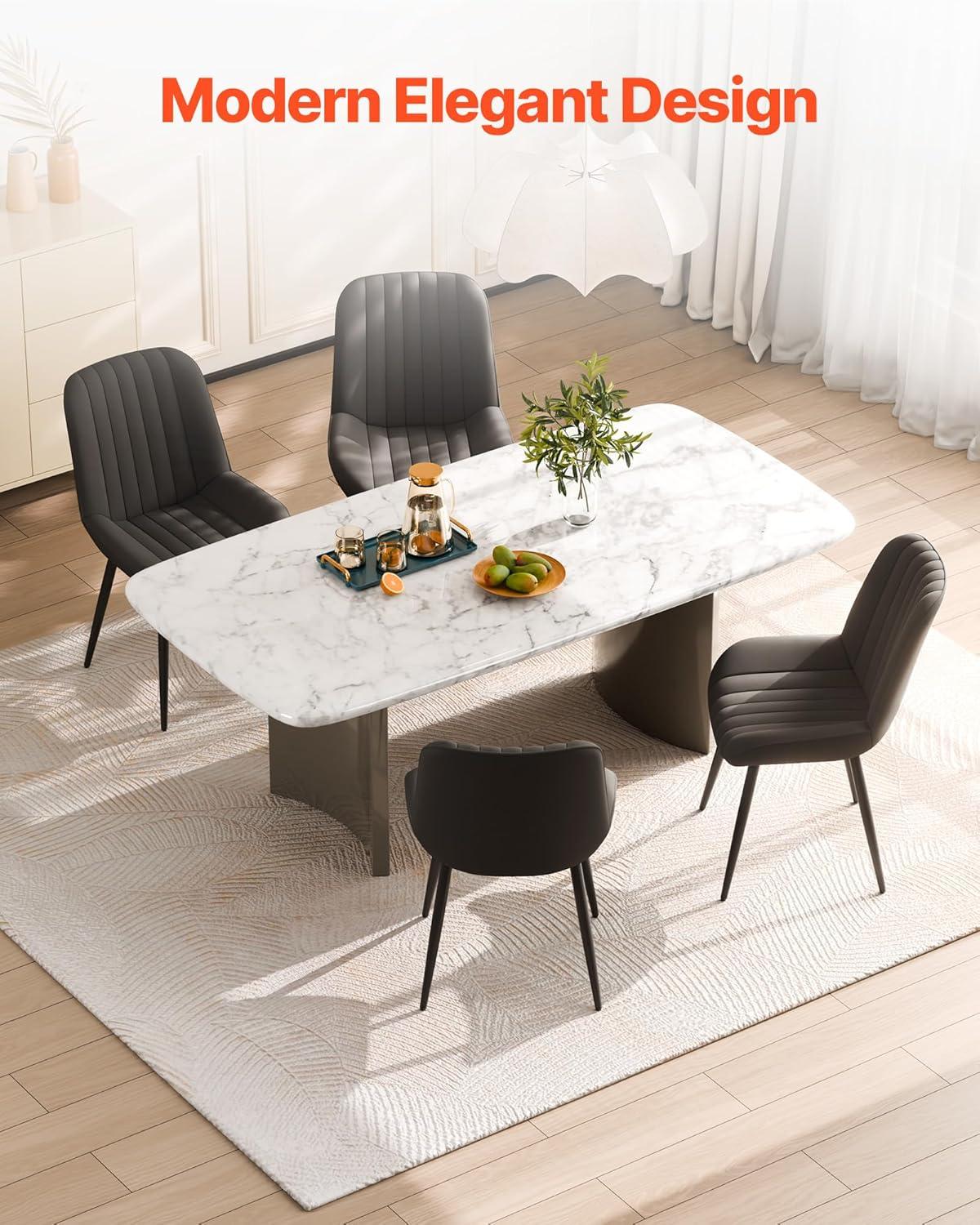 imageVEVOR Modern Dining Room Accent Chairs Set of 4 Upholstered Fabric Side Chair for Dining Room SpaceSaving Kitchen Chair with Thick Cushions and Metal Legs BlackSet of 4
