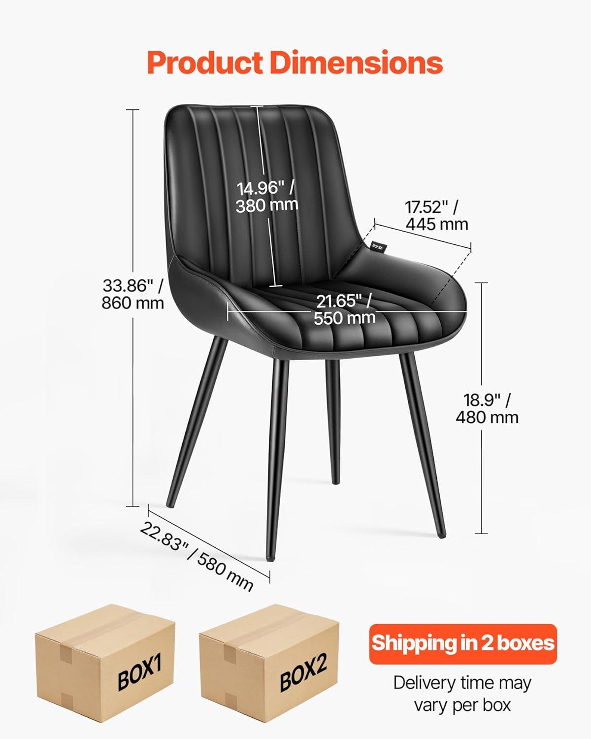 imageVEVOR Modern Dining Room Accent Chairs Set of 4 Upholstered Fabric Side Chair for Dining Room SpaceSaving Kitchen Chair with Thick Cushions and Metal Legs BlackSet of 8