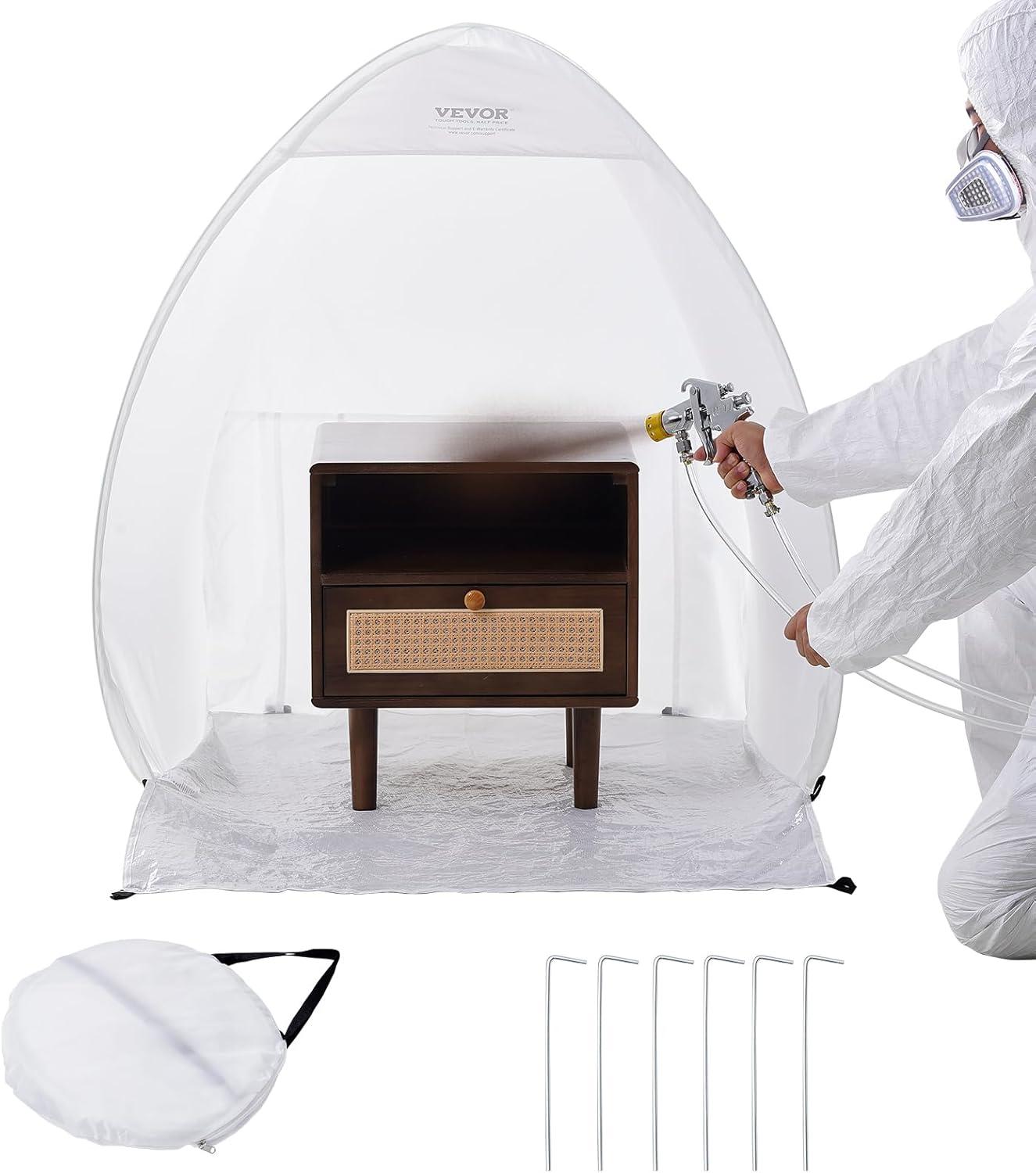imageVEVOR Paint Booth Tent 60 x 60 x 70 in PopUp Portable Spray Paint Tent with Builtin Floor Exhaust Window and Storage Bag Foldable Paint Booth for Furniture DIY Hobby Tool Painting Station40 x 35 x 40 in