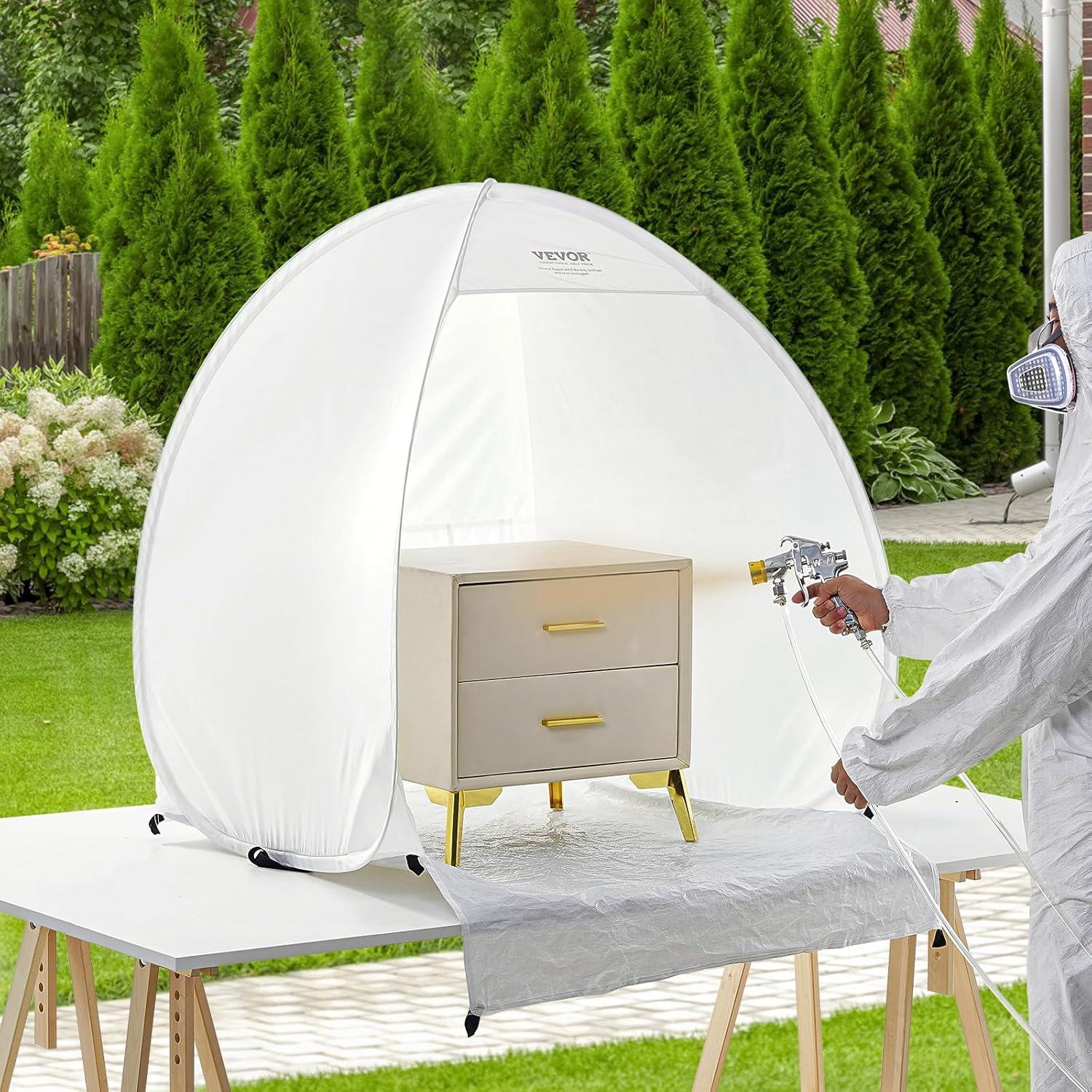 imageVEVOR Paint Booth Tent 60 x 60 x 70 in PopUp Portable Spray Paint Tent with Builtin Floor Exhaust Window and Storage Bag Foldable Paint Booth for Furniture DIY Hobby Tool Painting Station40 x 35 x 40 in
